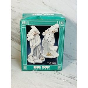 Vintage two porcelain clowns with gold trim NEW